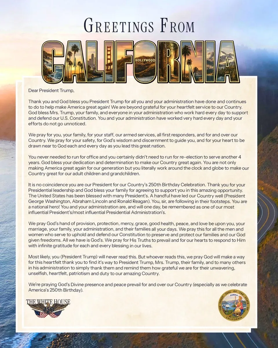 White House Flags California Visit in Latest Post