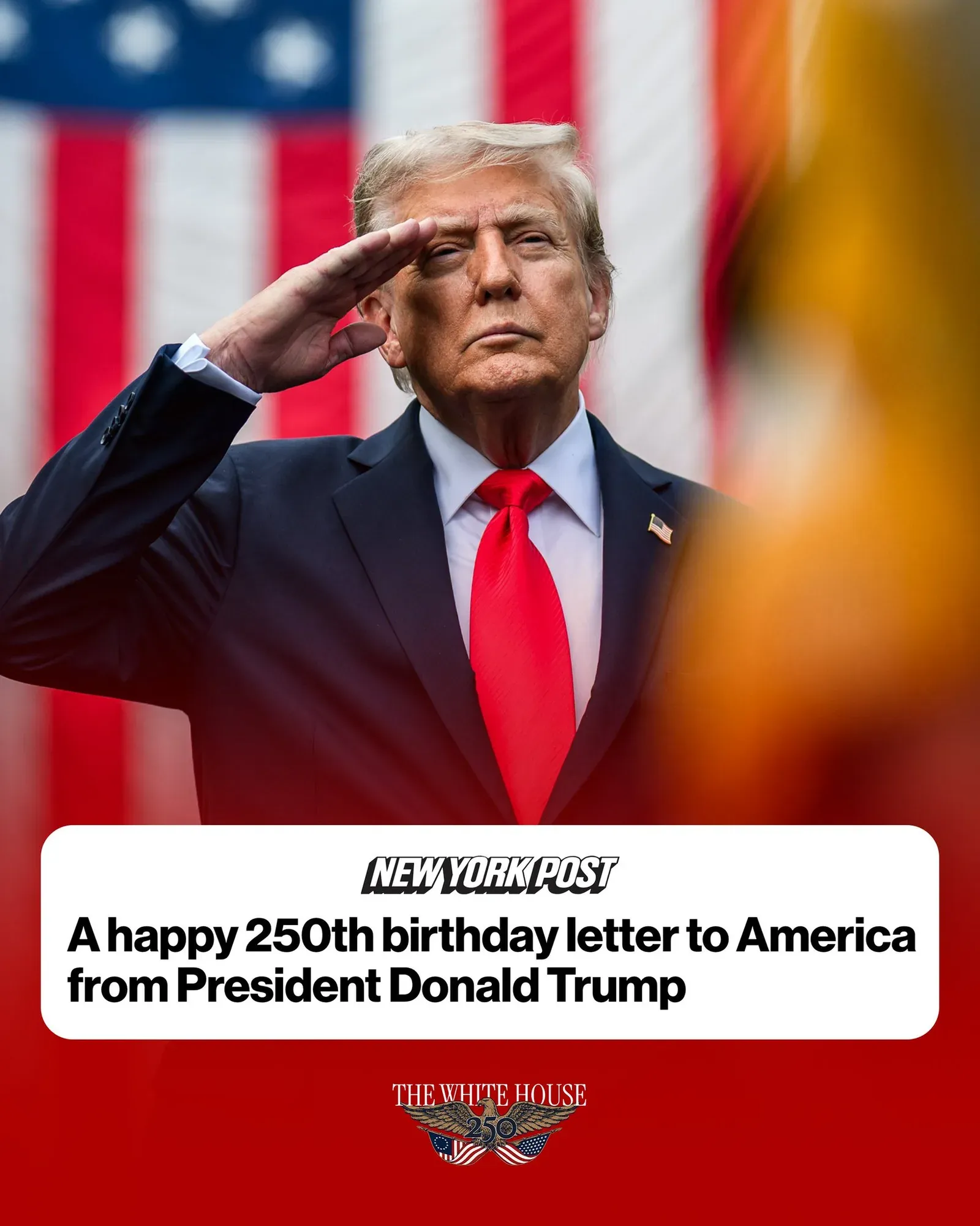 White House Marks America's 250th Birthday with Trump Letter