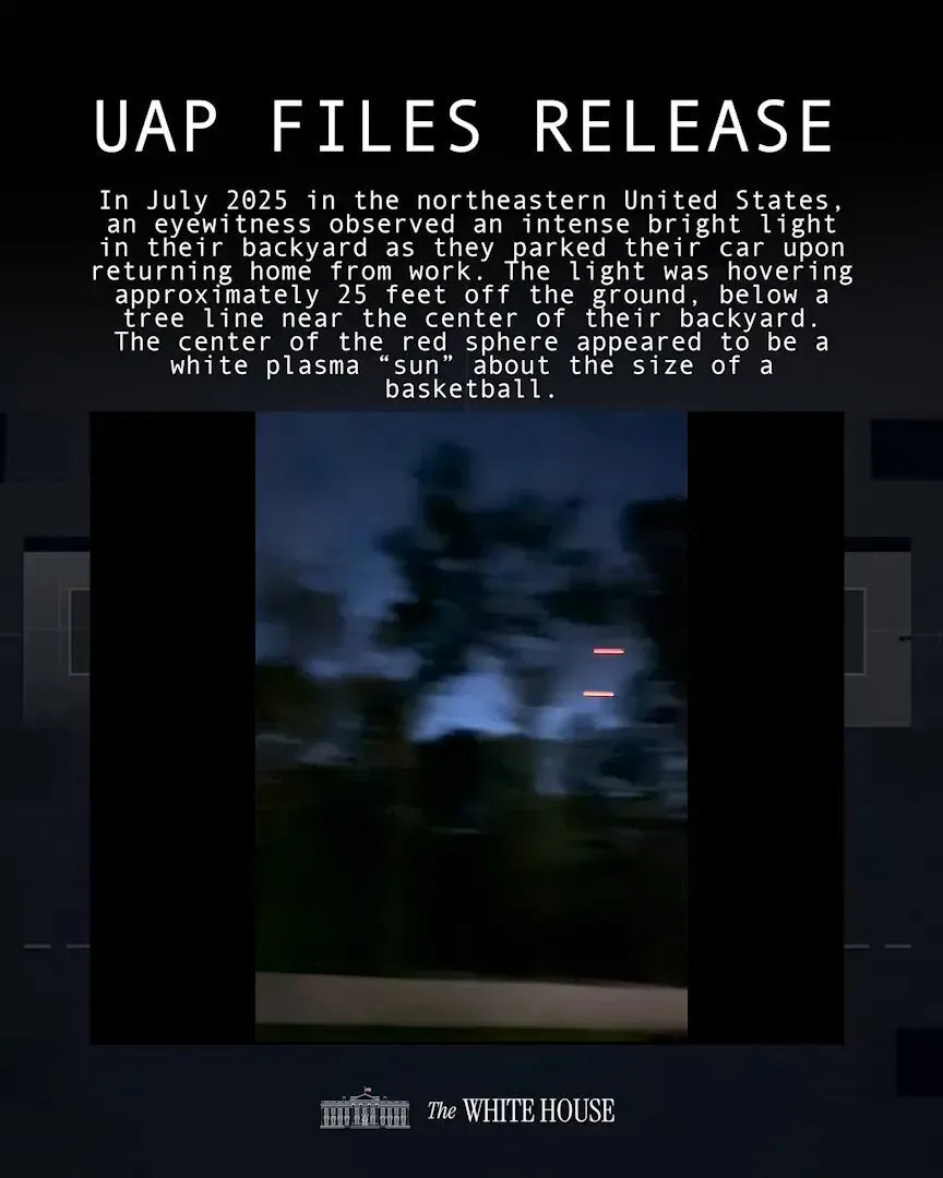 White House Releases FBI UAP File on 2025 Northeastern Orb